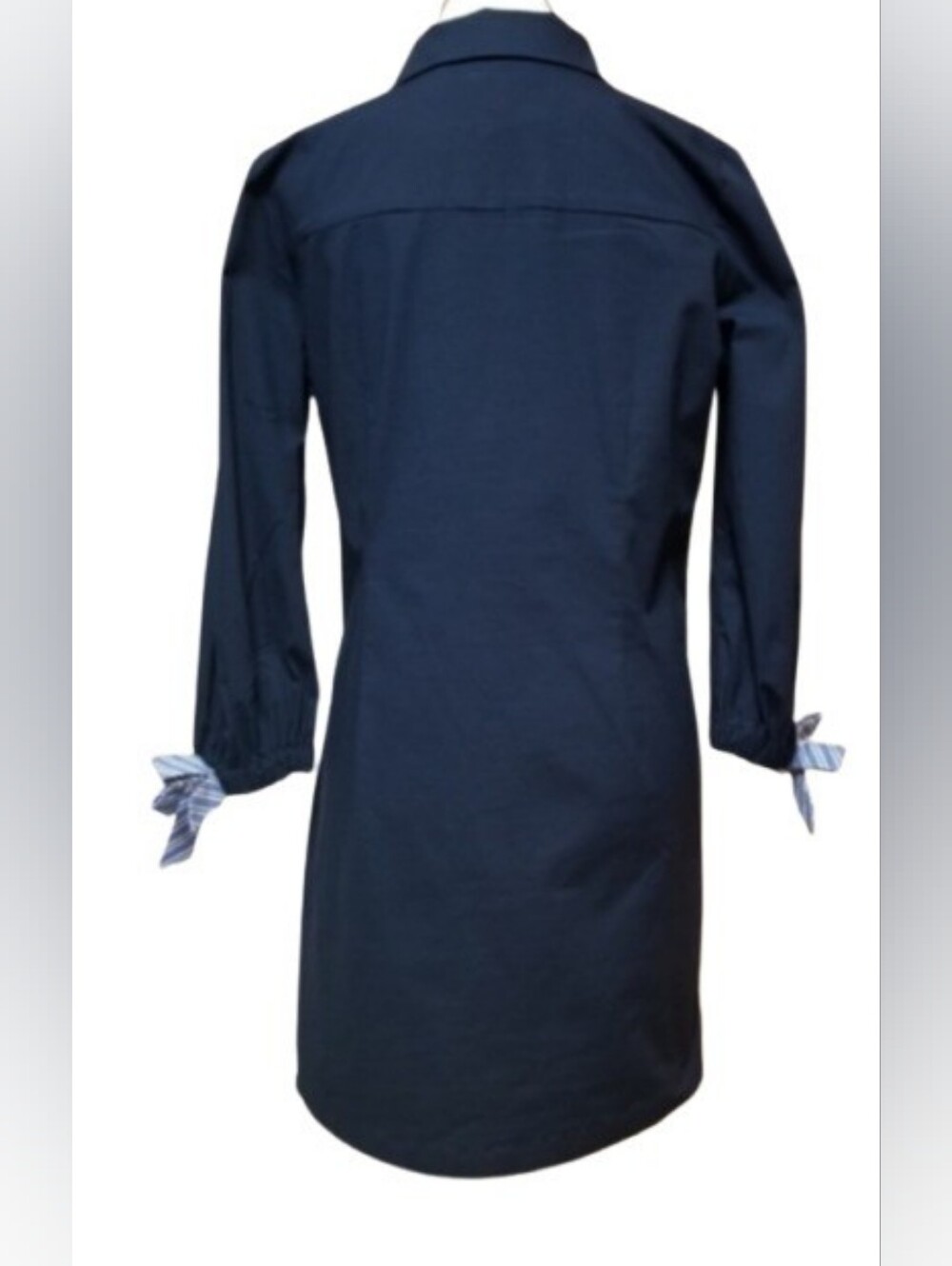 🆕️⬇️LAST ONE! Heyton Navy Button Front Dress With Tie Cuff - Picture 6 of 8